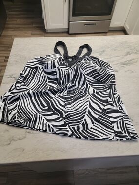 Black & White Zebra Print Tankini Top